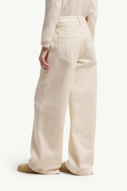 Moncler Leather Logo Cotton Pants Light Beige Light Beige