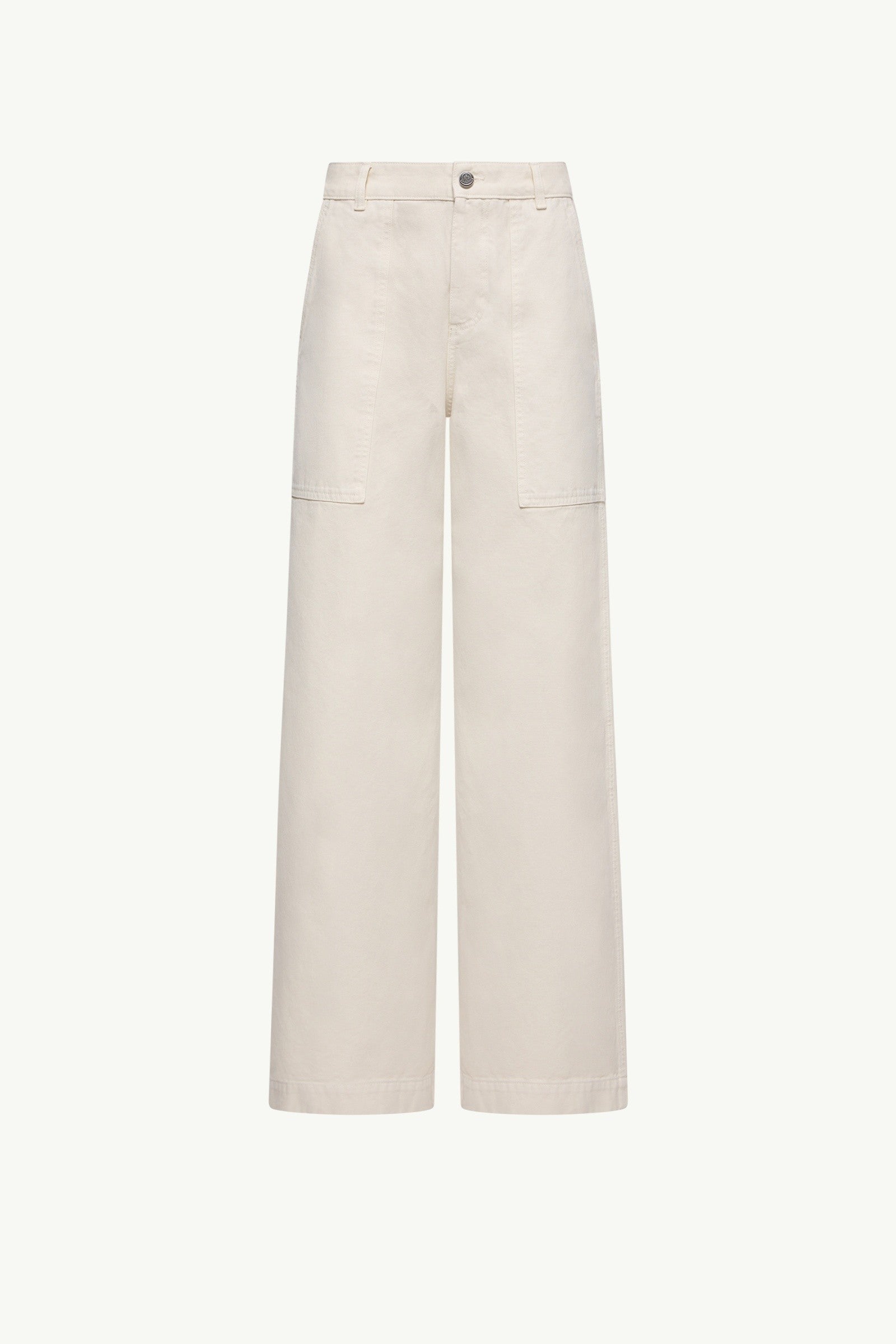 Moncler Leather Logo Cotton Pants Light Beige Light Beige