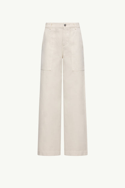 Moncler Leather Logo Cotton Pants Light Beige Light Beige