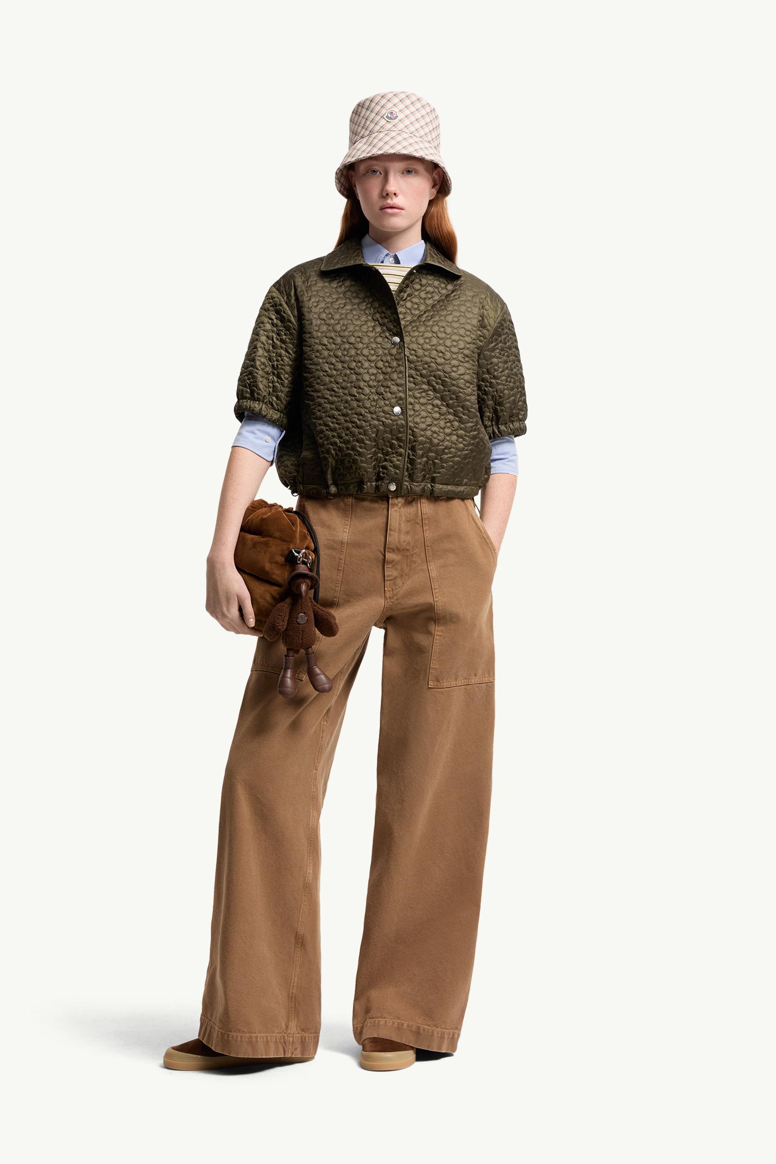 Moncler Leather Logo Cotton Pants Brown Brown