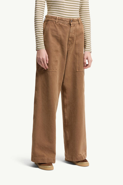 Moncler Leather Logo Cotton Pants Brown Brown