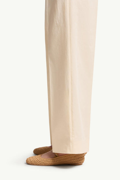 Moncler Cotton Gabardine Wide-Leg Tailored Pants White Ivory White Ivory