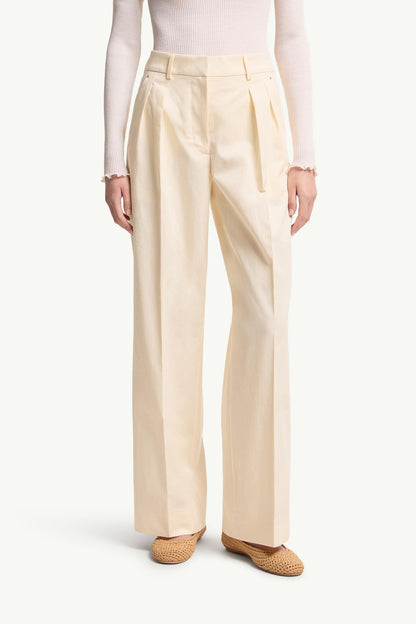 Moncler Cotton Gabardine Wide-Leg Tailored Pants White Ivory White Ivory
