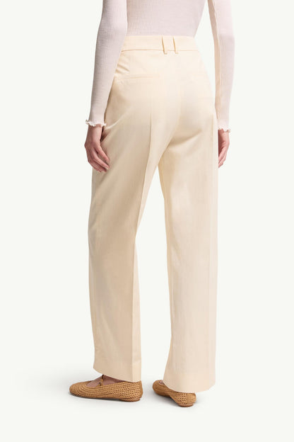 Moncler Cotton Gabardine Wide-Leg Tailored Pants White Ivory White Ivory