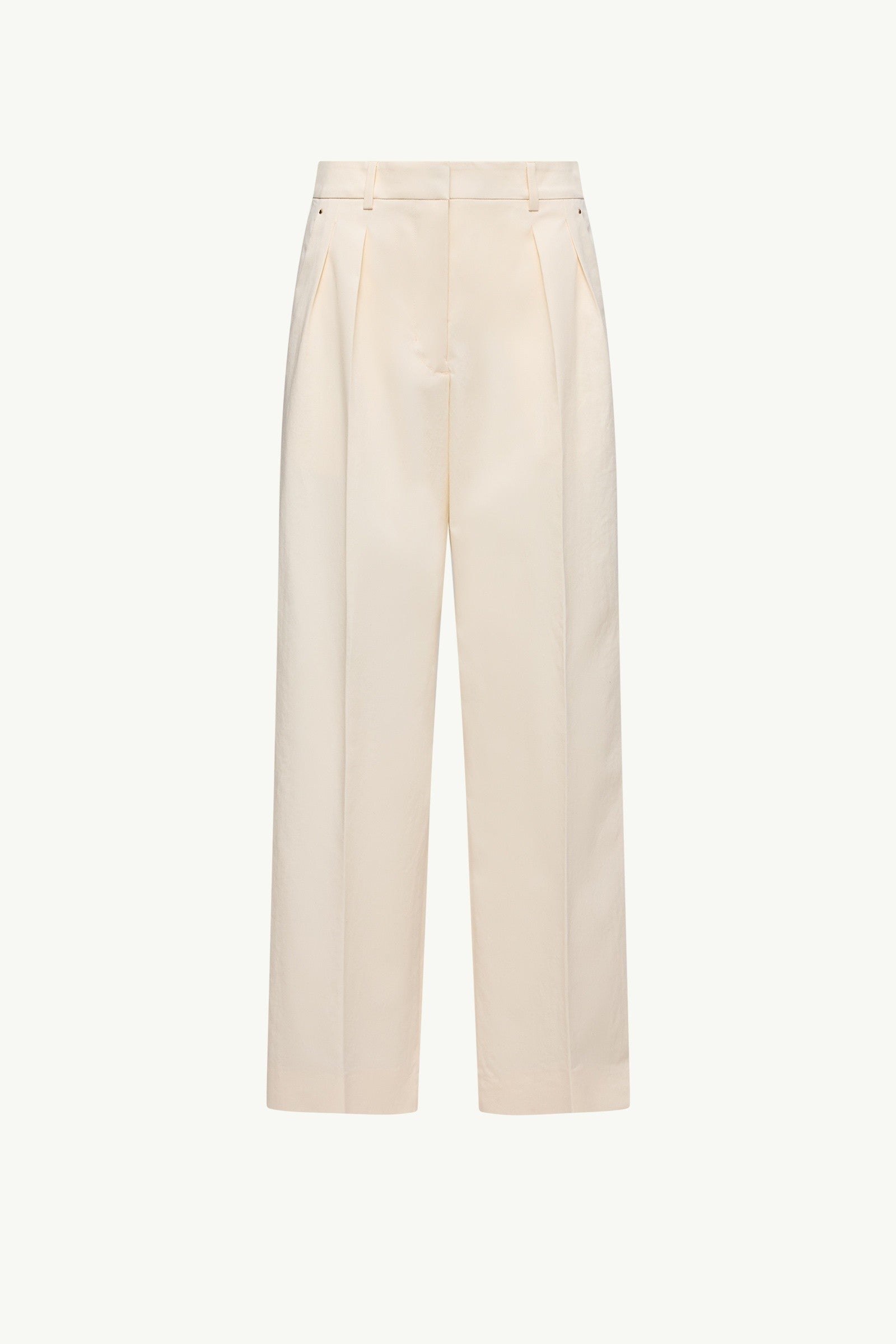 Moncler Cotton Gabardine Wide-Leg Tailored Pants White Ivory White Ivory