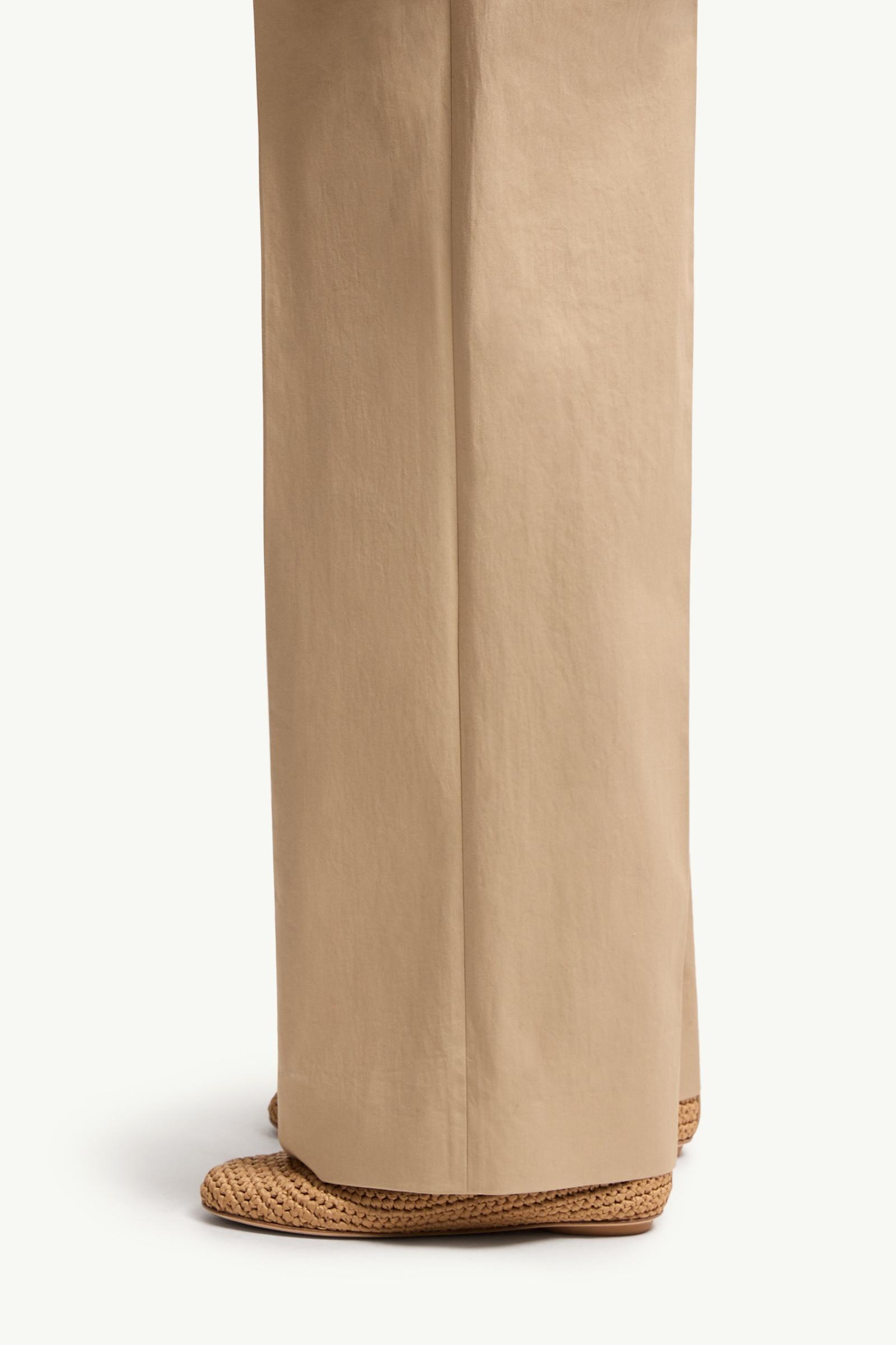 Moncler Cotton Gabardine Wide-Leg Tailored Pants Beige Beige