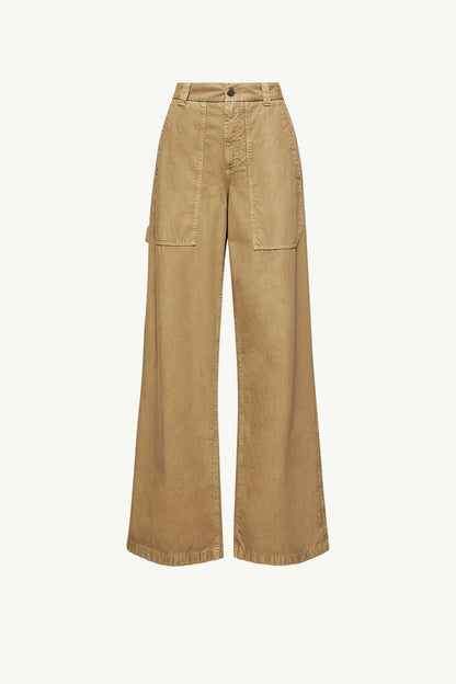Moncler Cotton Wide Leg Pants Beige Beige