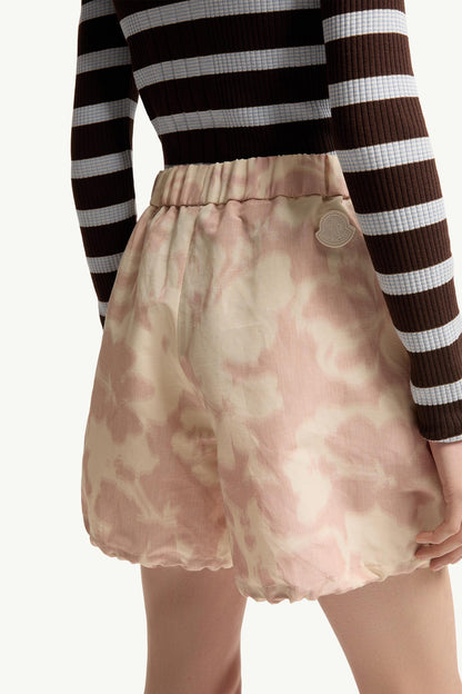 Moncler Floral Print Chiné Shorts White & Pink White & Pink