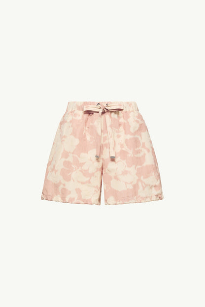 Moncler Floral Print Chiné Shorts White & Pink White & Pink