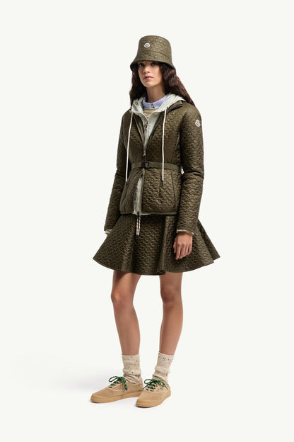 Moncler Floral-Quilted Padded Mini Skirt Olive Green Olive Green