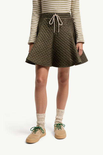 Moncler Floral-Quilted Padded Mini Skirt Olive Green Olive Green