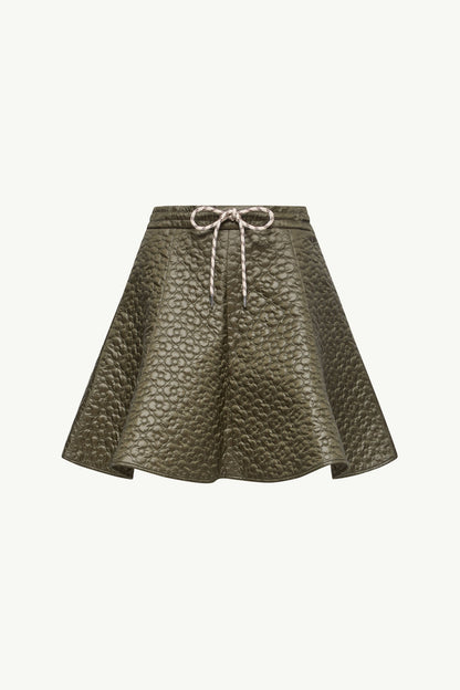 Moncler Floral-Quilted Padded Mini Skirt Olive Green Olive Green