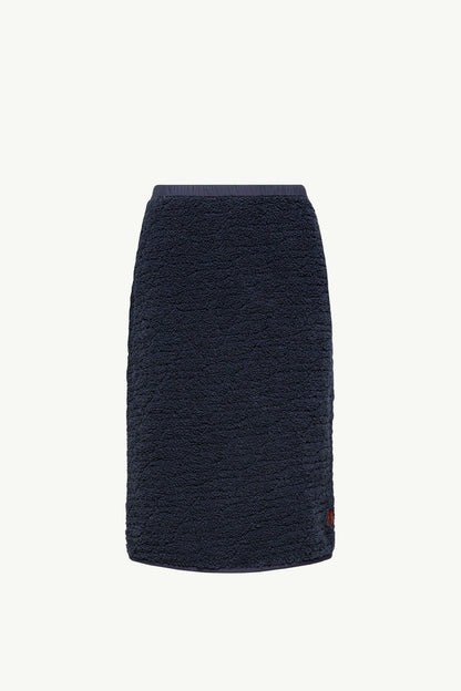 Moncler Teddy Knee-Length Padded Skirt Navy Blue Navy Blue