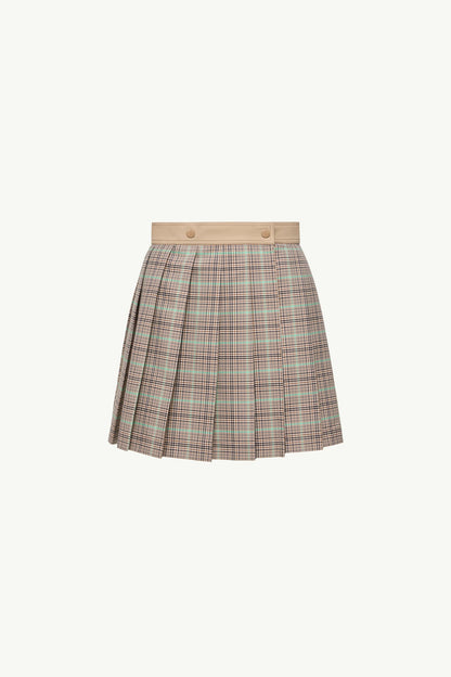 Moncler Checked Pleated Mini Skirt Light Brown Light Brown