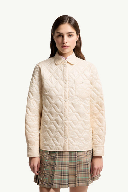 Moncler Diamond-Quilted Padded Shirt Jacket White Ivory White Ivory