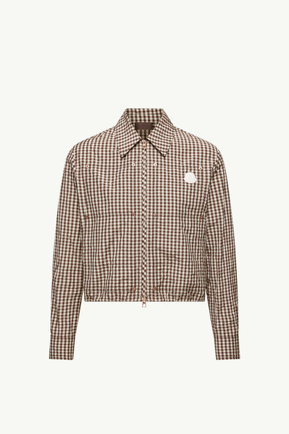 Moncler Vichy Cotton Blend Shirt White & Brown White & Brown
