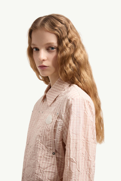 Moncler Vichy Cotton Blend Shirt Light Pink Light Pink