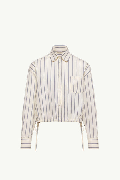 Moncler Striped Cotton & Silk Long Sleeve Shirt White Ivory White Ivory