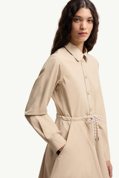 Moncler Poplin Midi Shirt Dress Beige Beige