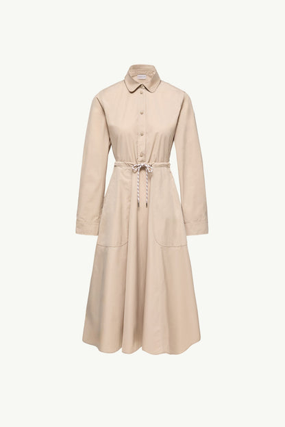 Moncler Poplin Midi Shirt Dress Beige Beige
