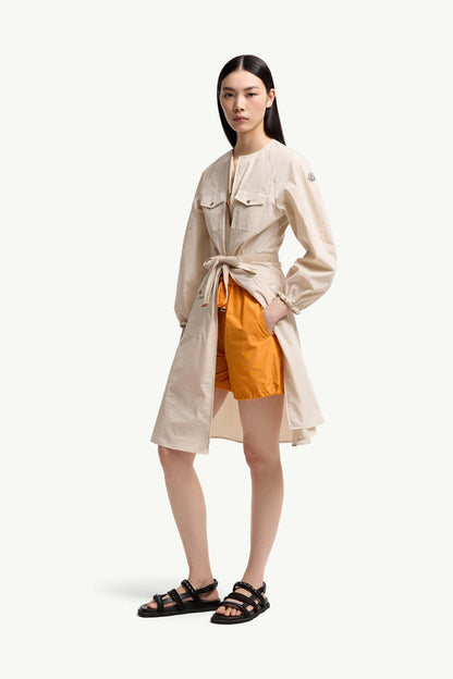 Moncler Pleated Poplin Dress Light Beige Light Beige