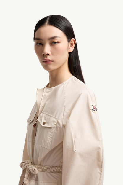Moncler Pleated Poplin Dress Light Beige Light Beige