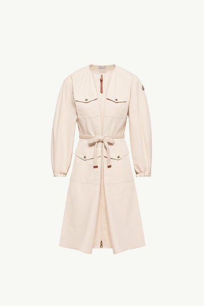 Moncler Pleated Poplin Dress Light Beige Light Beige