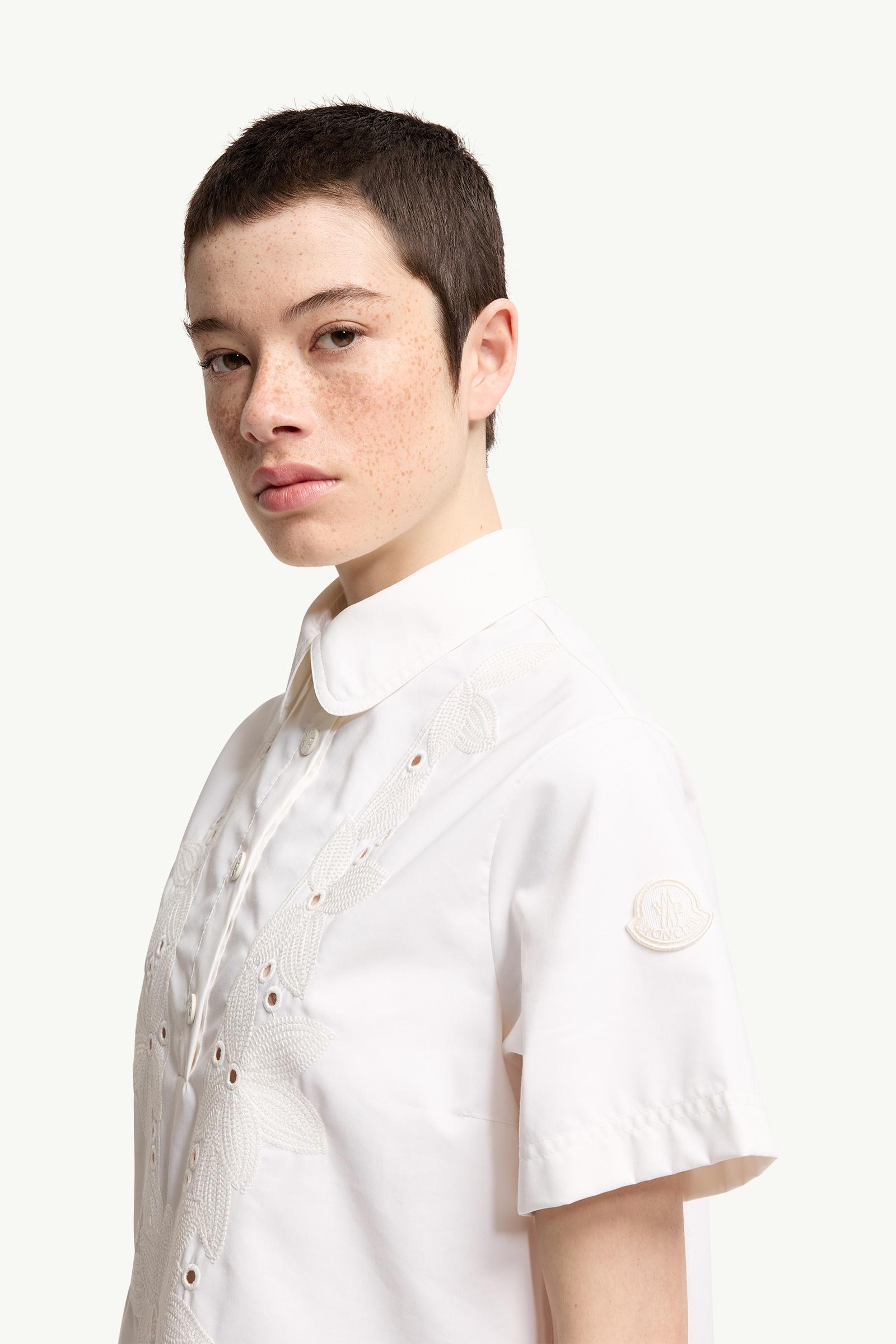 Moncler Embroidered Shirt Dress White White