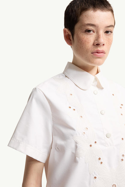 Moncler Embroidered Shirt Dress White White