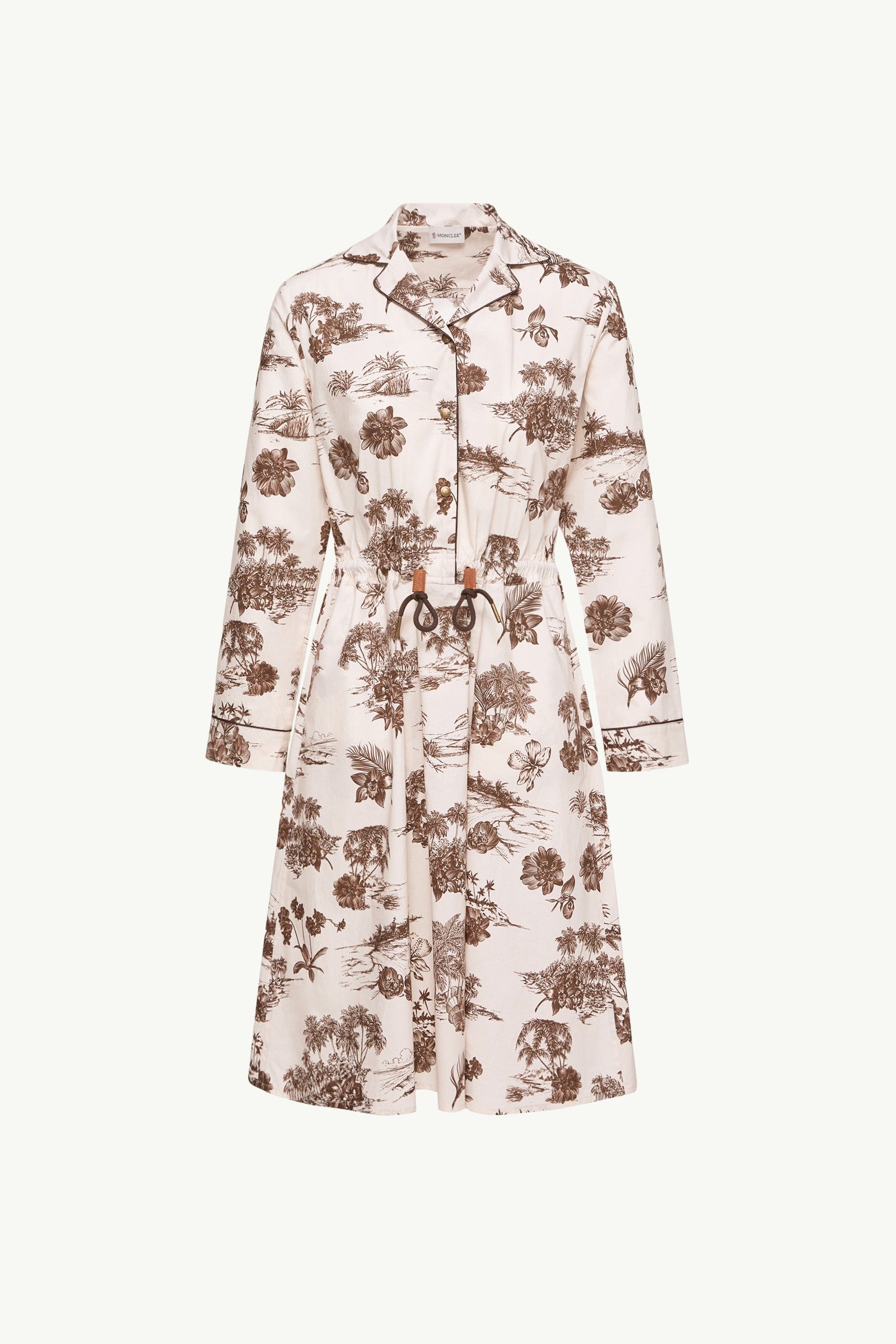 Moncler Floral Knee Length Shirt Dress White Ivory White Ivory