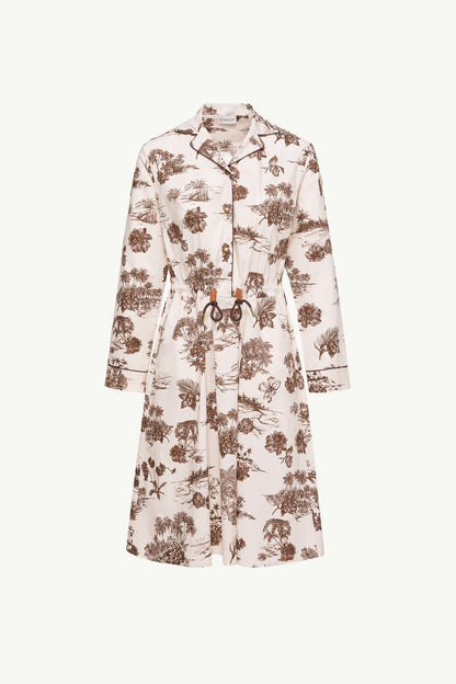 Moncler Floral Knee Length Shirt Dress White Ivory White Ivory