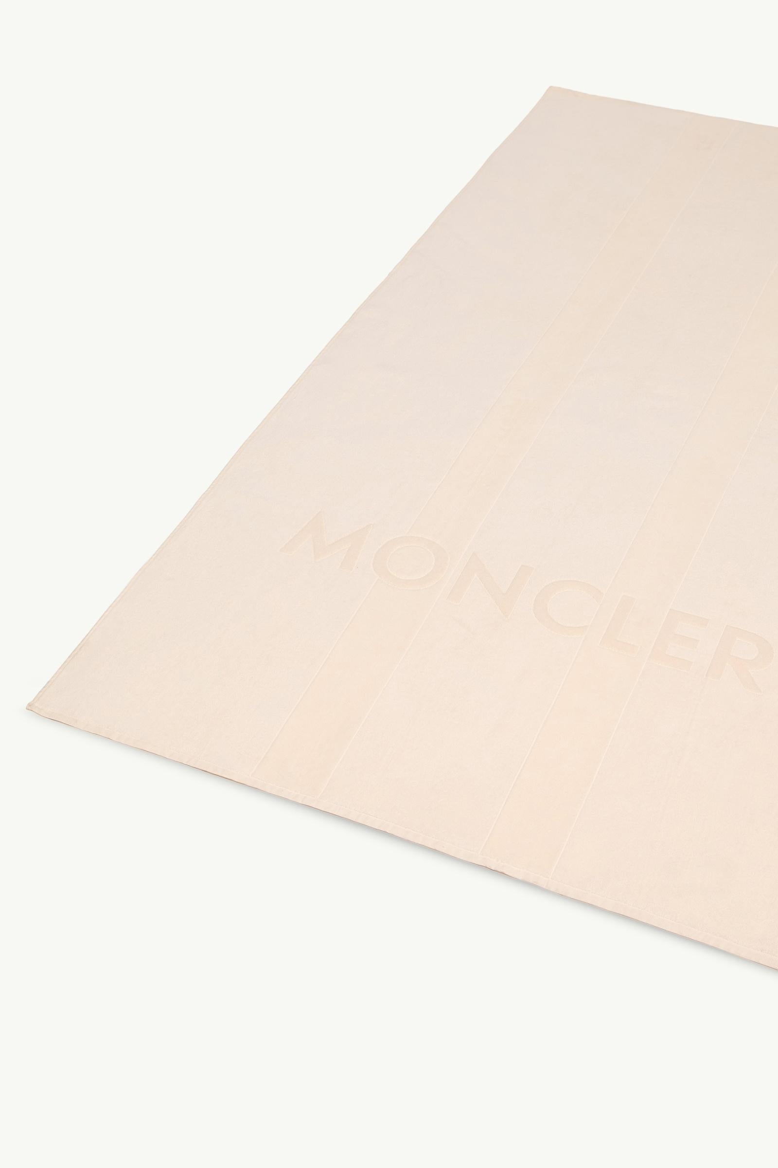 Moncler Logo Cotton Beach Towel Light Beige Light Beige