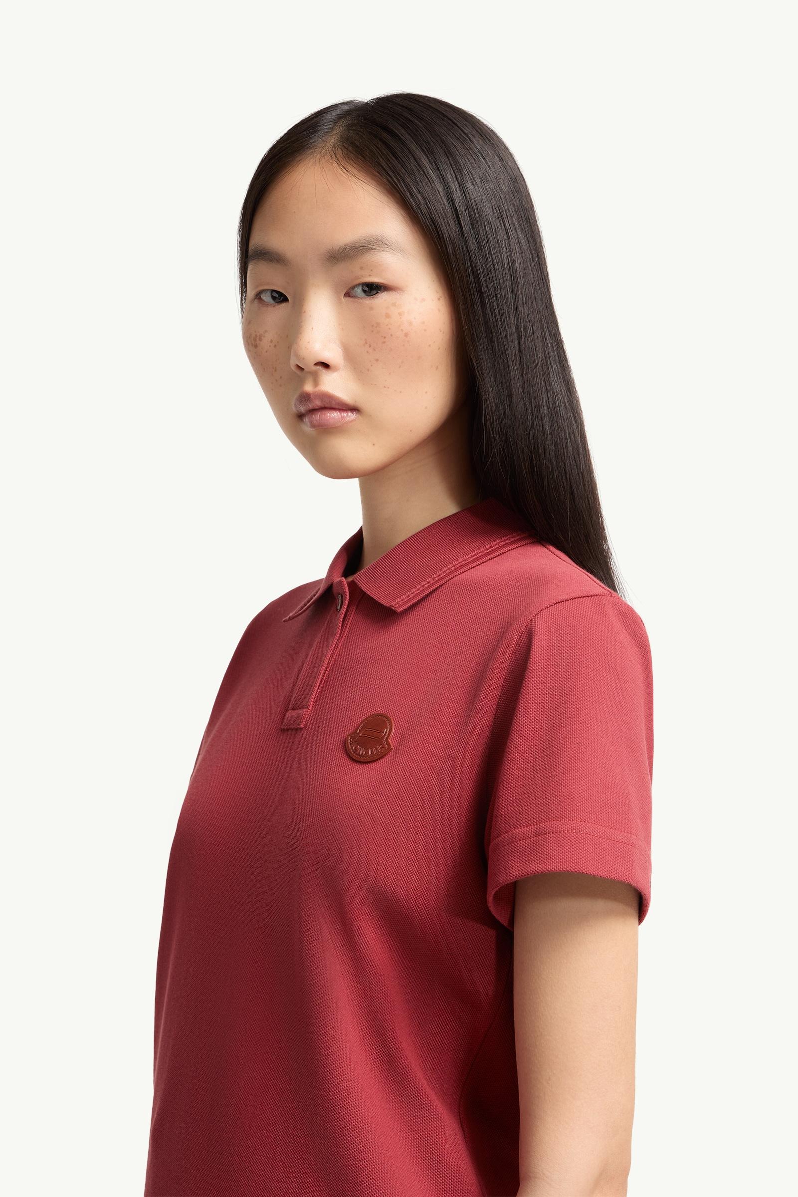 Moncler Logo Cotton Piquet Polo Shirt Dark Red Dark Red