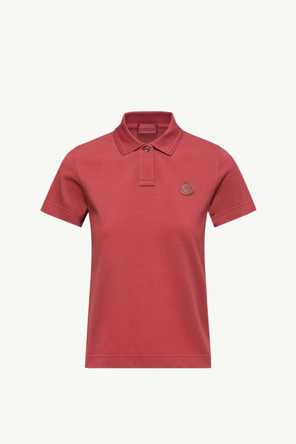 Moncler Logo Cotton Piquet Polo Shirt Dark Red Dark Red
