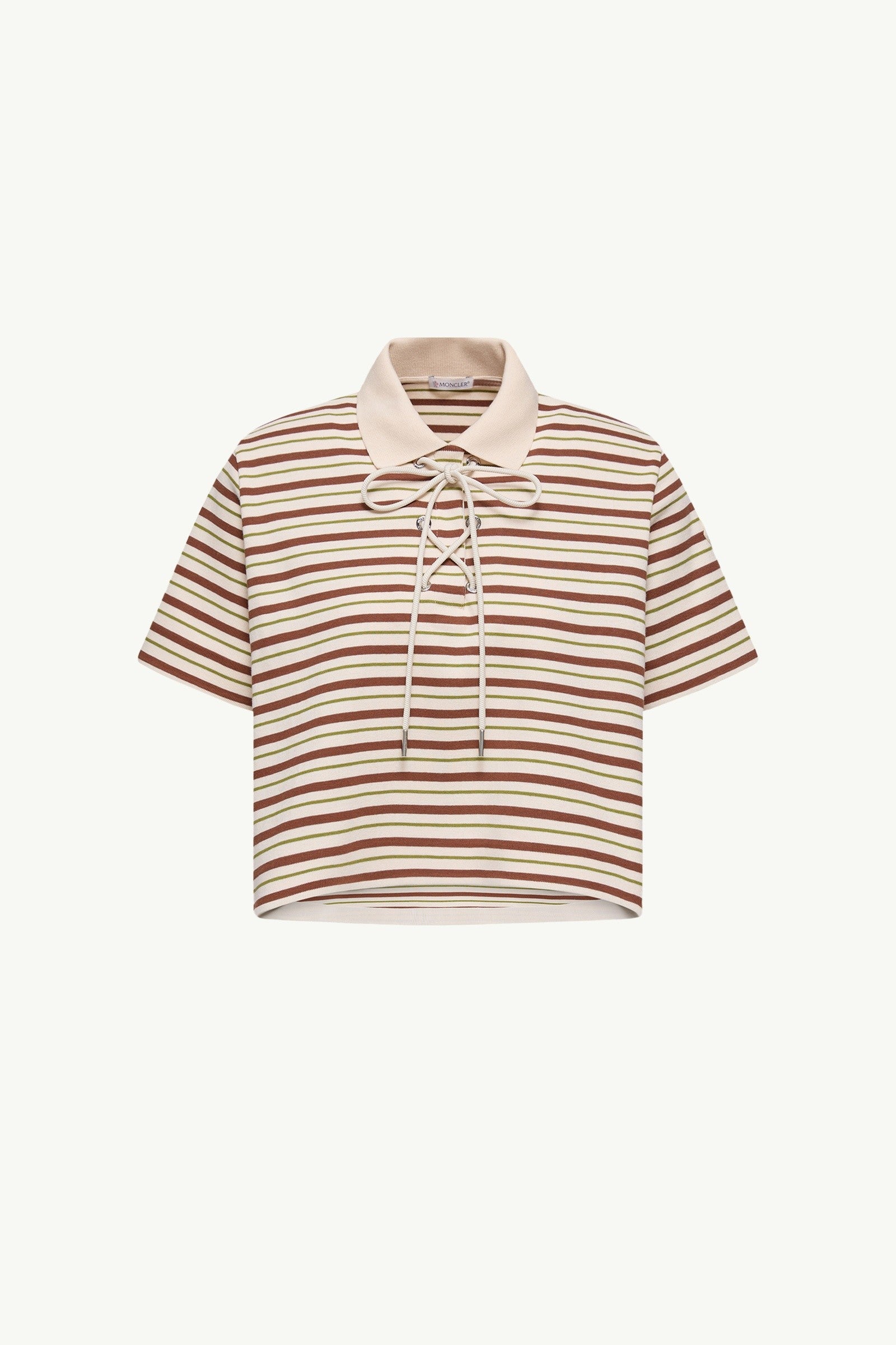 Moncler Striped Cotton Polo Shirt White & Brown White & Brown