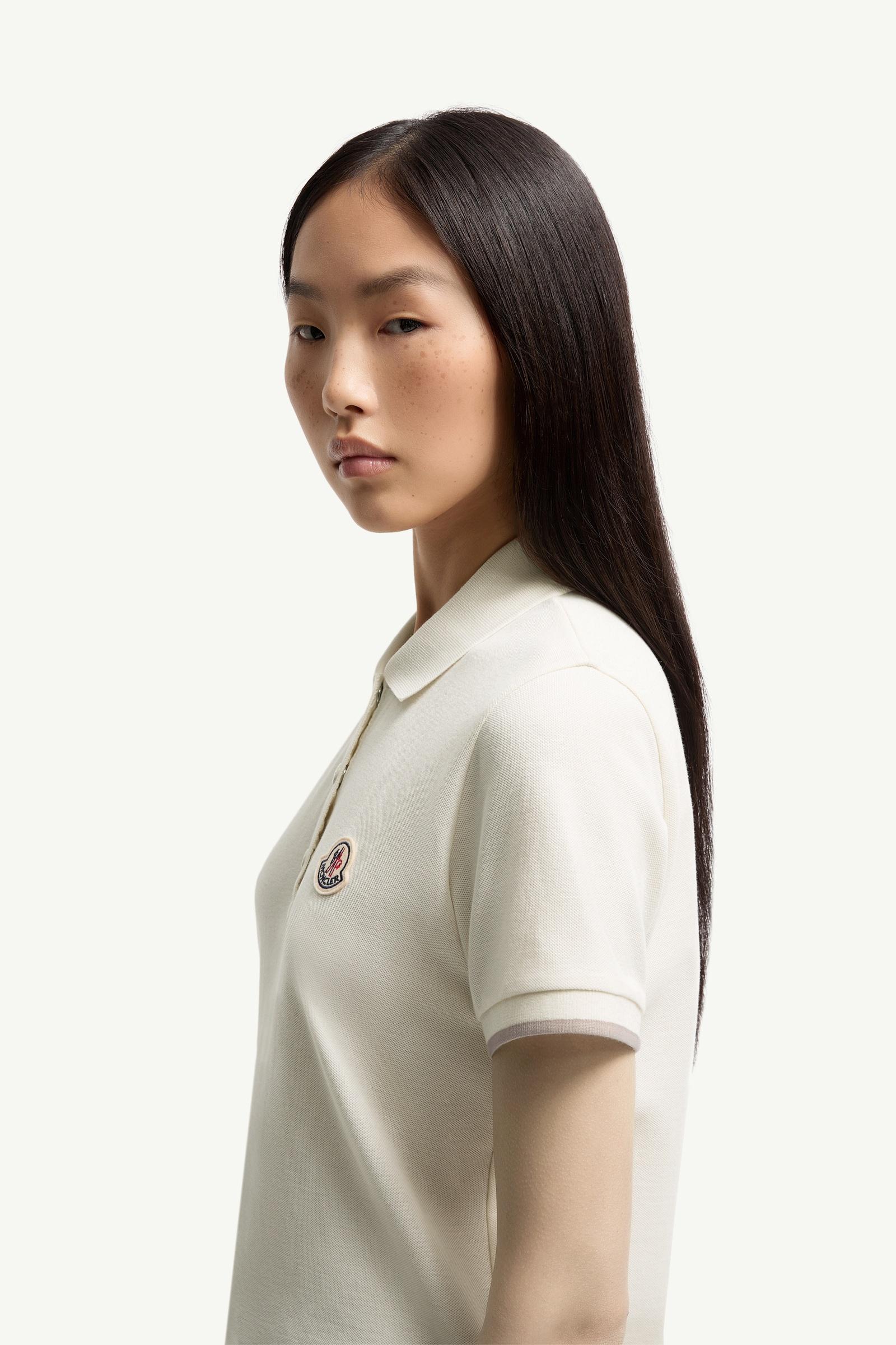 Moncler Logo Cotton Piquet Polo Shirt White White