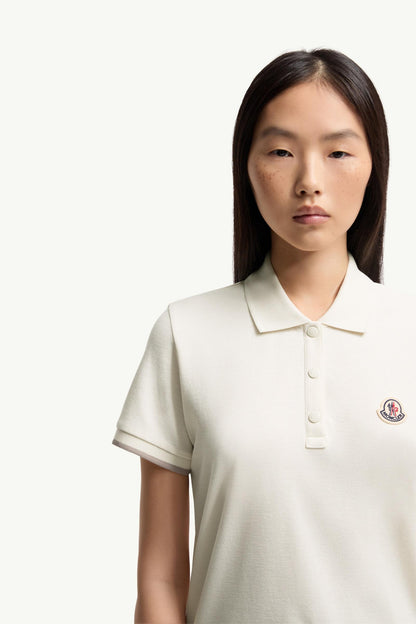 Moncler Logo Cotton Piquet Polo Shirt White White