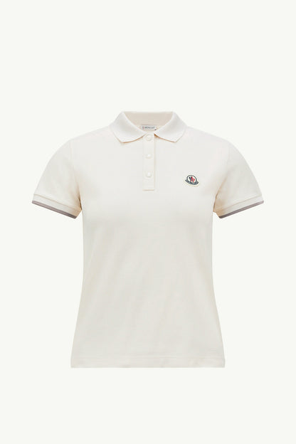 Moncler Logo Cotton Piquet Polo Shirt White White