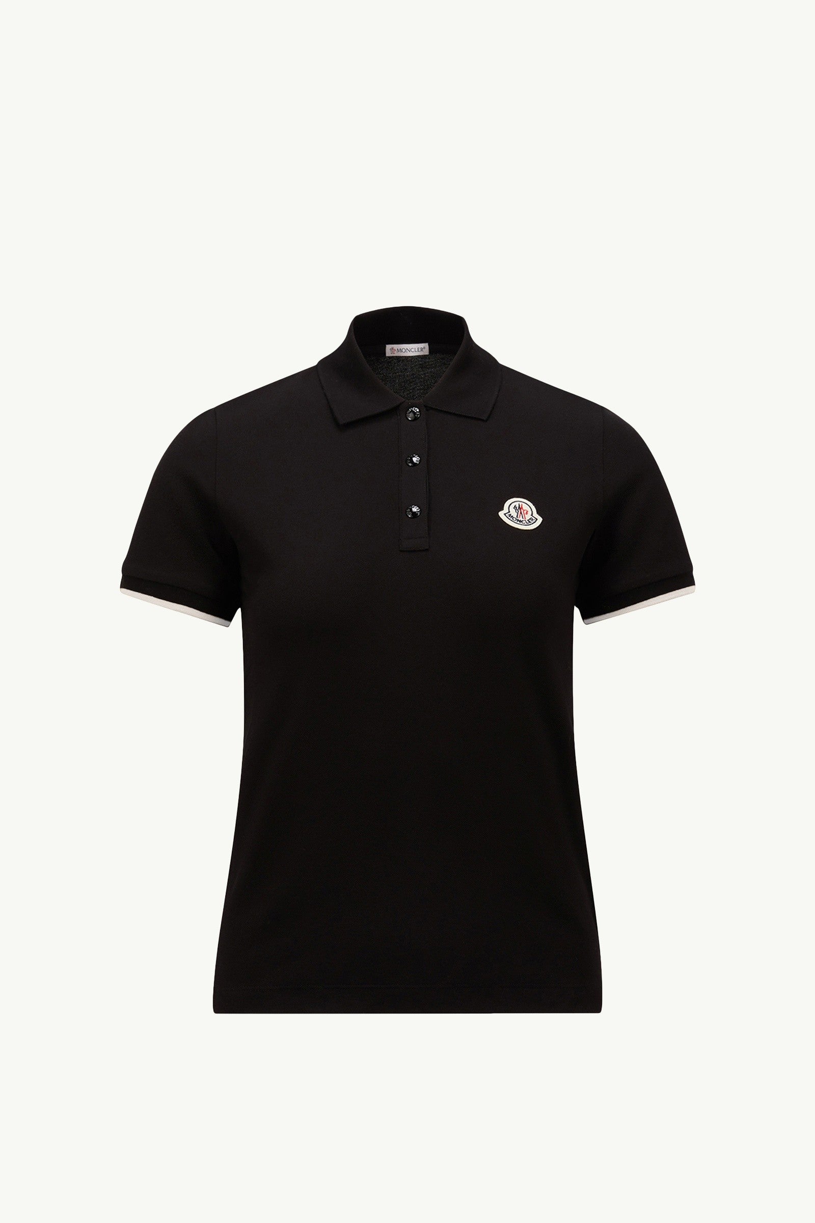 Moncler Logo Cotton Piquet Polo Shirt Black Black