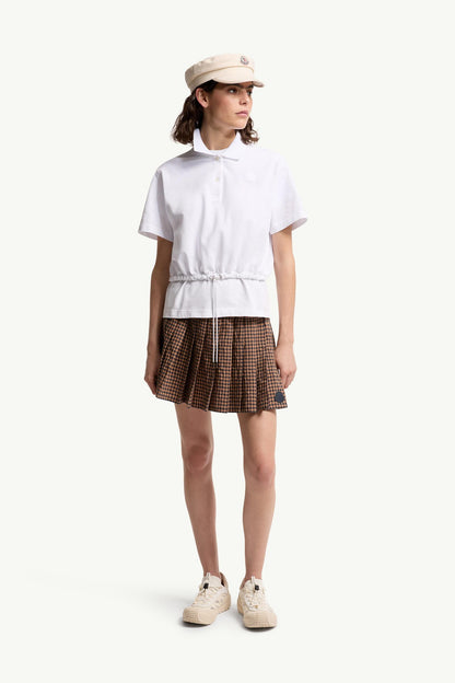 Moncler Cropped Cotton Piquet Polo Shirt White White