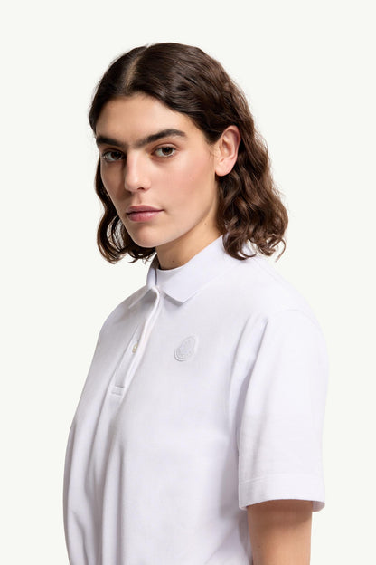 Moncler Cropped Cotton Piquet Polo Shirt White White