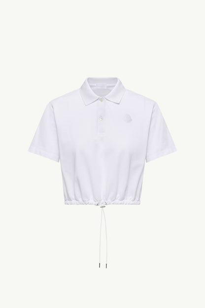 Moncler Cropped Cotton Piquet Polo Shirt White White