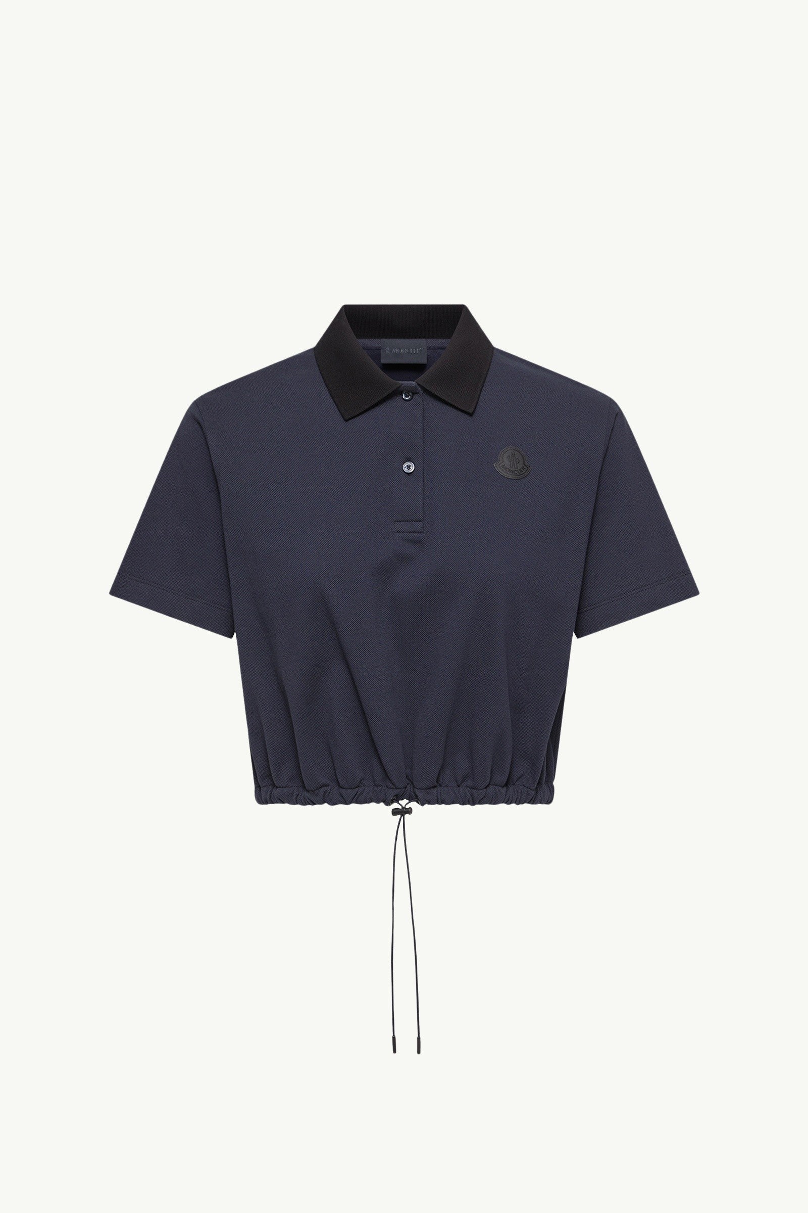 Moncler Cropped Cotton Piquet Polo Shirt Night Blue Night Blue