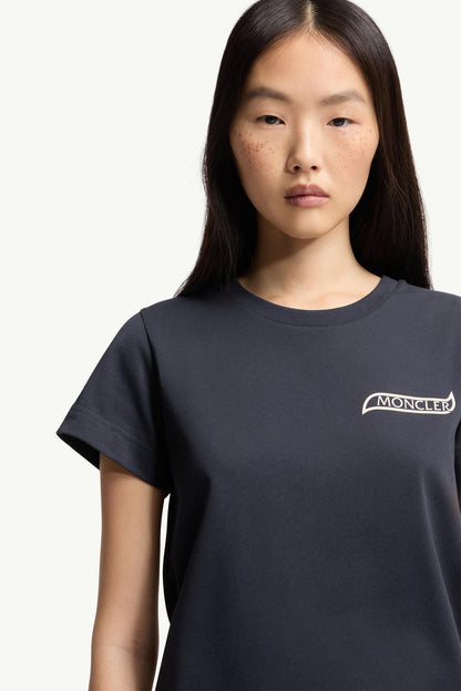 Moncler Logo Cotton T-Shirt Night Blue Night Blue