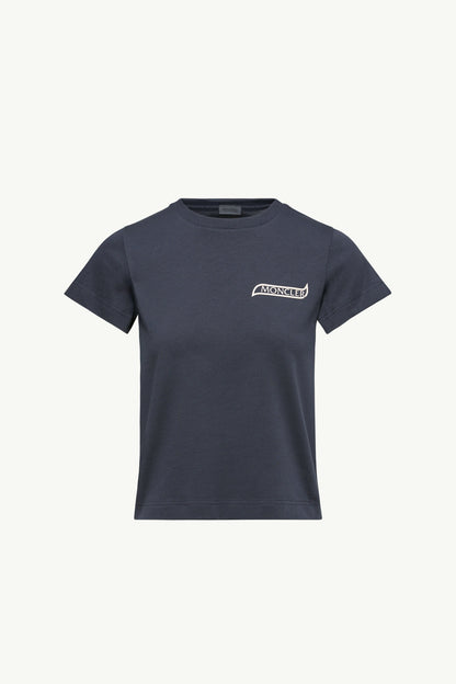 Moncler Logo Cotton T-Shirt Night Blue Night Blue