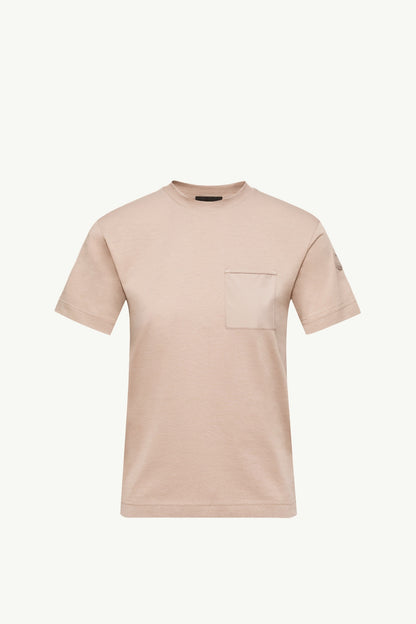 Moncler Cotton Jersey T-Shirt With Pleated Pocket Beige Beige