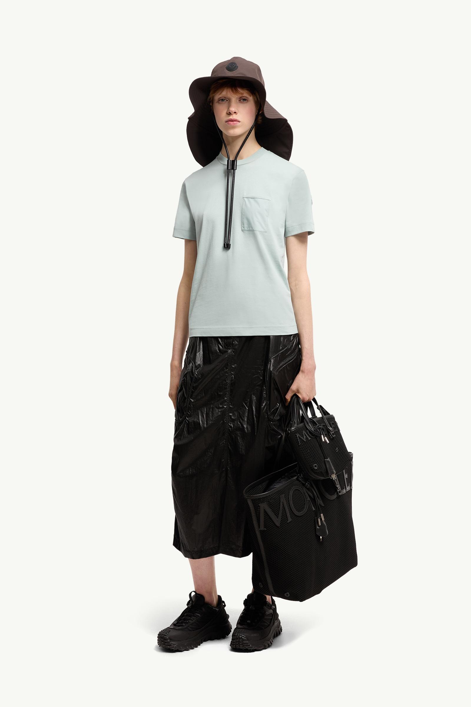 Moncler Cotton Jersey T-Shirt With Pleated Pocket Aqua Green Aqua Green