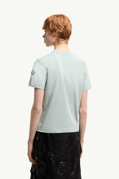Moncler Cotton Jersey T-Shirt With Pleated Pocket Aqua Green Aqua Green