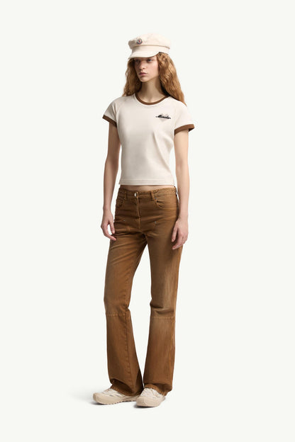 Moncler Heart Logo Cotton T-Shirt Light Beige Light Beige