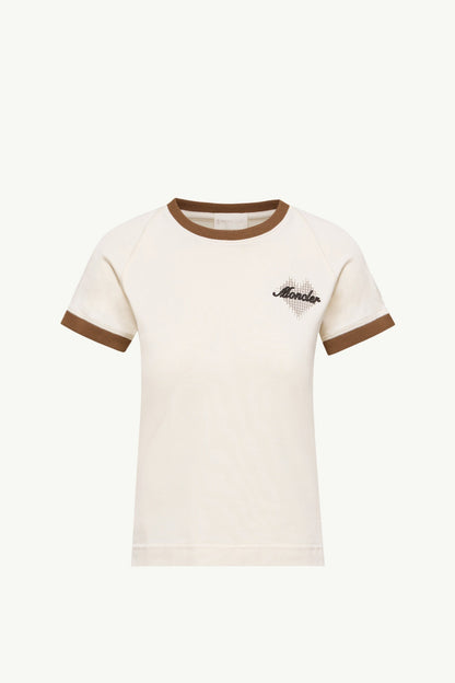 Moncler Heart Logo Cotton T-Shirt Light Beige Light Beige